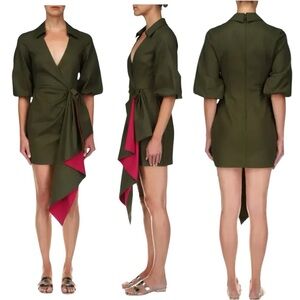 One33 Social Two-Tone Sash Detail Faux Wrap Cotton Blend Minidress Size 6 NEW